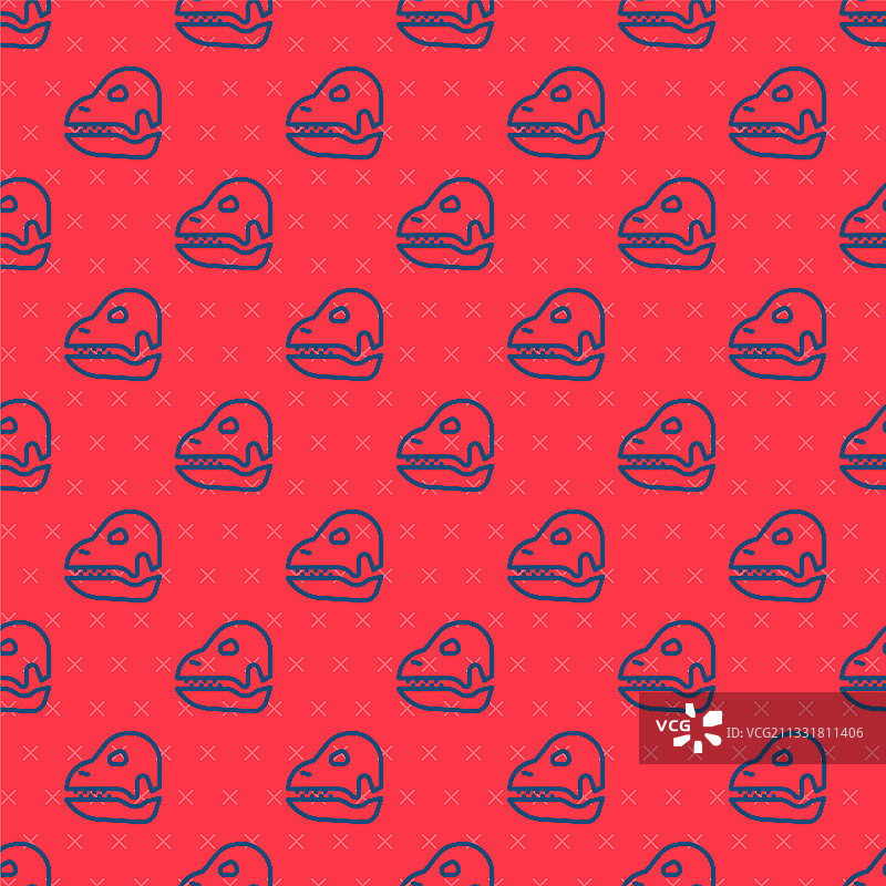 蓝色线条恐龙骨骼图标无缝背景图片素材