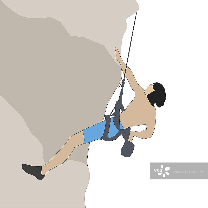 攀岩者用绳索攀登岩石图片素材
