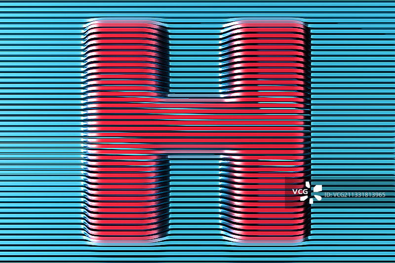 3D抽象条纹字母H图片素材