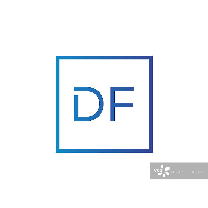 创意首字母DF方形标志设计图片素材