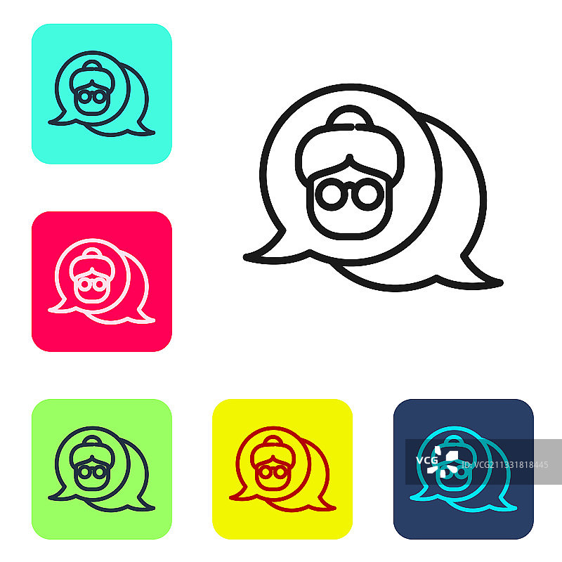 黑色线条奶奶图标图片素材