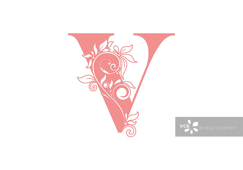 字母V花卉字母组合标志图片素材