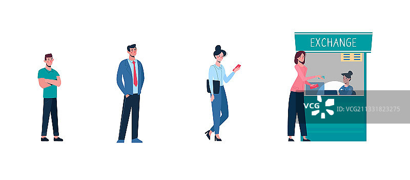 排队时保持距离的人们图片素材