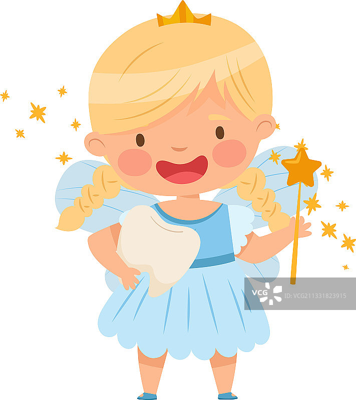 拿着第一颗乳牙的可爱小牙仙图片素材