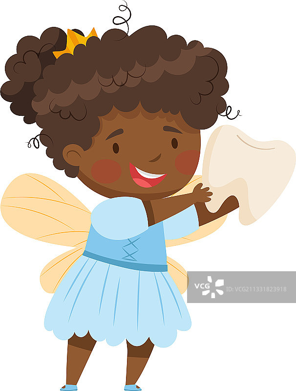 可爱小牙仙拿着第一颗乳牙图片素材