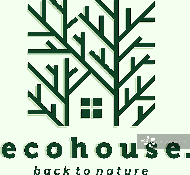 自然房屋Logo设计：生态绿色房屋图片素材