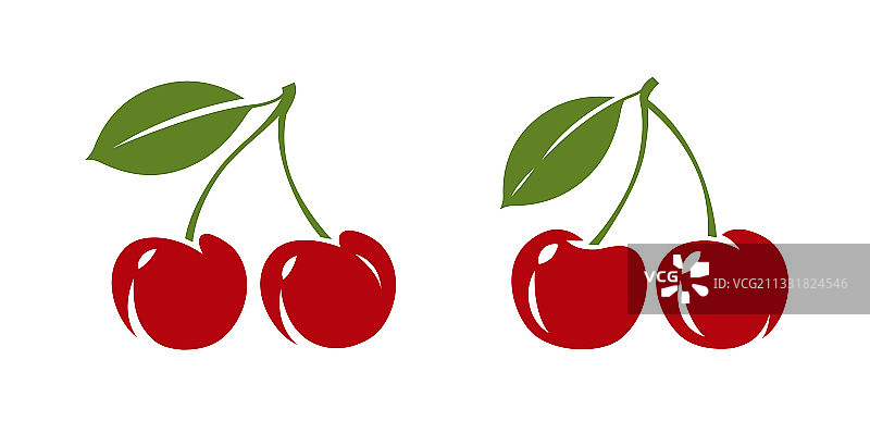红色樱桃水果图标符号图片素材
