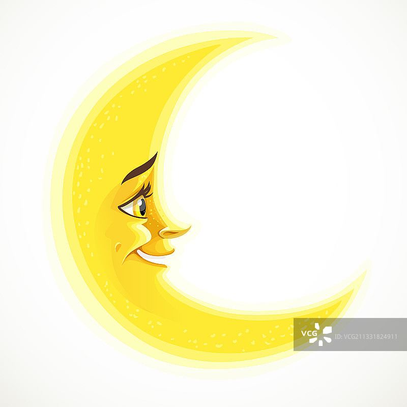 白色背景上的卡通新月图片素材