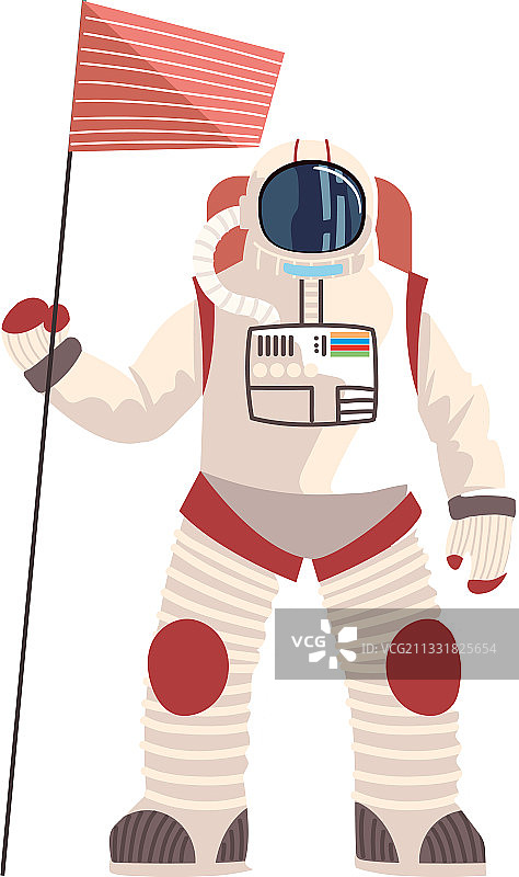 宇航员与旗帜探索太空细节图片素材