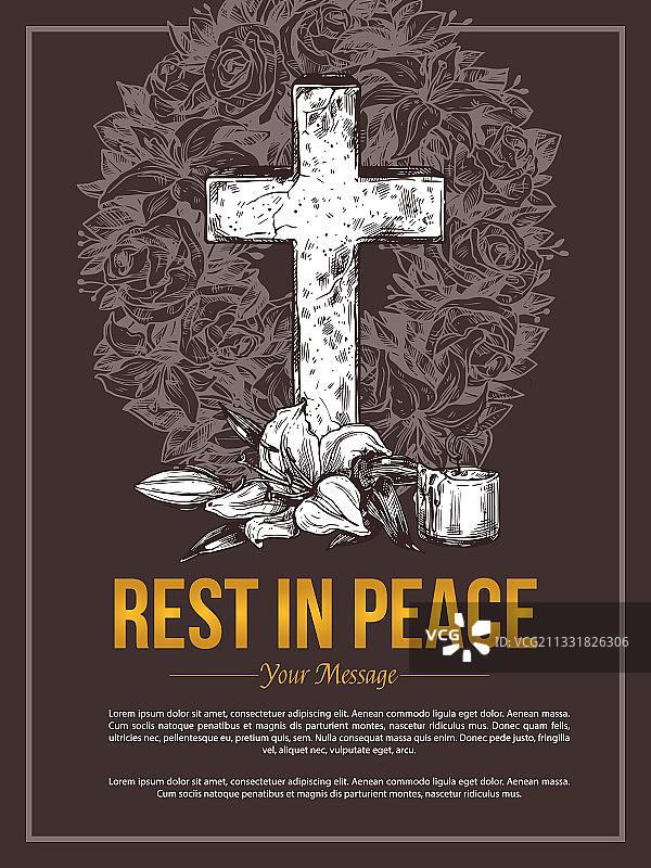 手绘十字架殡葬服务图片素材