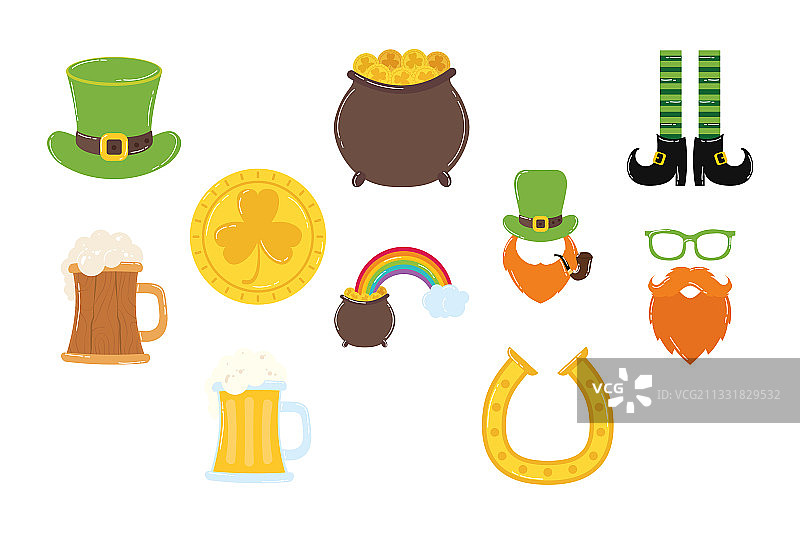 圣帕特里克节图标合集图片素材