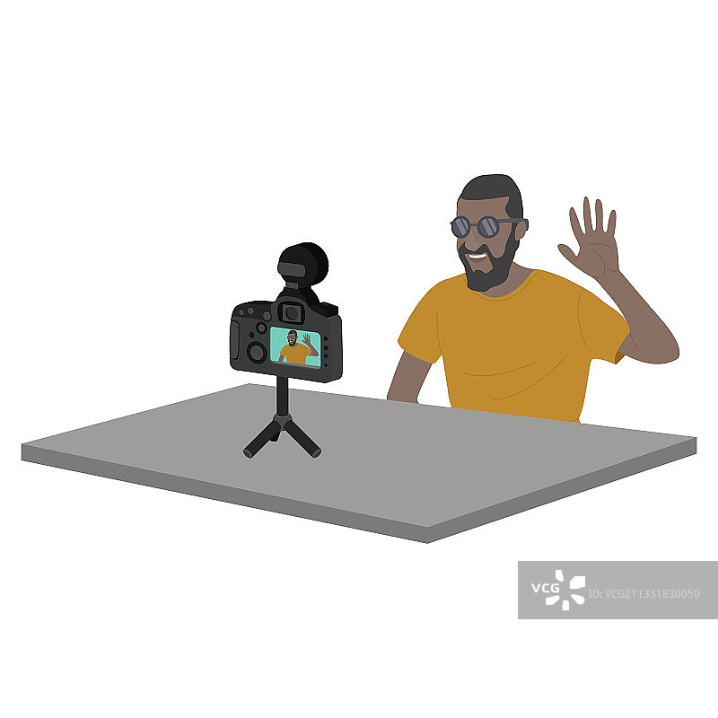 博主播客直播，男人撰写材料图片素材