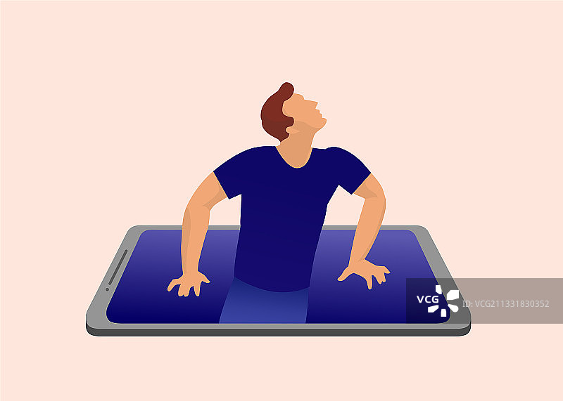 扁平风格：男人试图逃脱图片素材