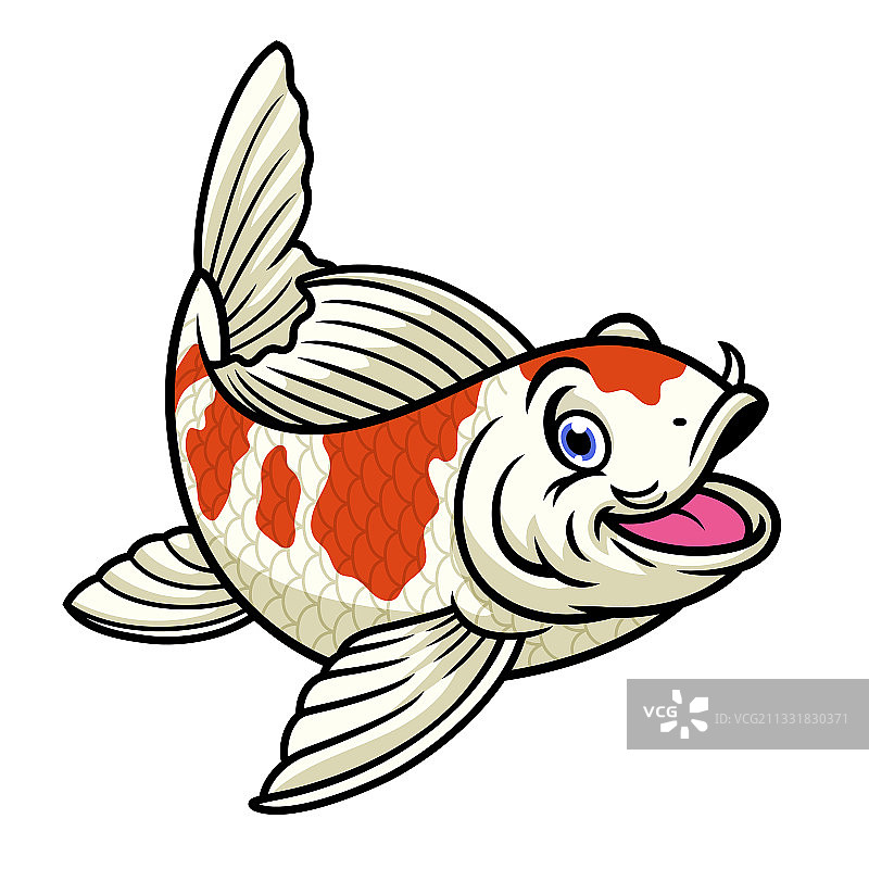 卡通人物可爱红白锦鲤图片素材