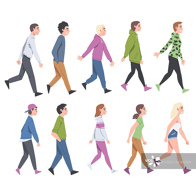 不同的人物角色行走图片素材