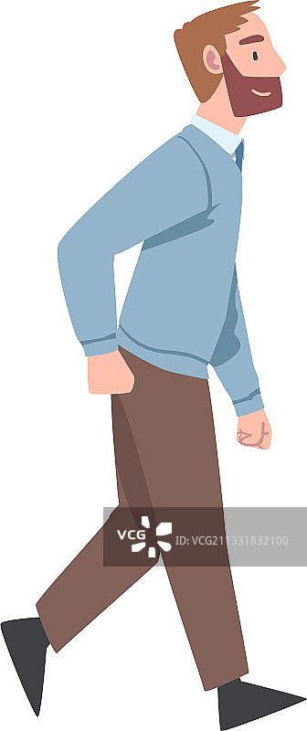 行走中的胡须男士图片素材