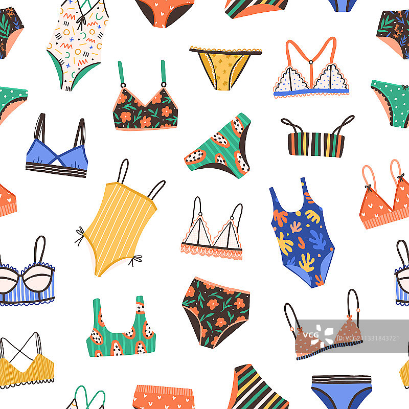 比基尼和泳衣无缝图案图片素材