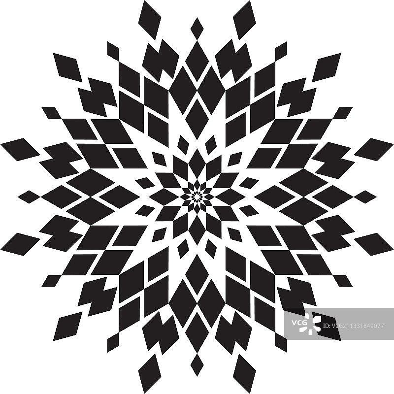 菱形雪花曼陀罗单色设计图片素材