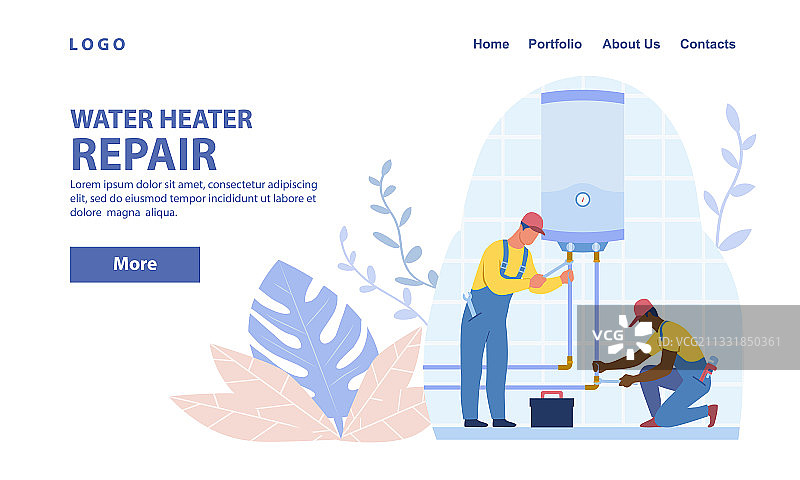 不同的水管工正在修理图片素材