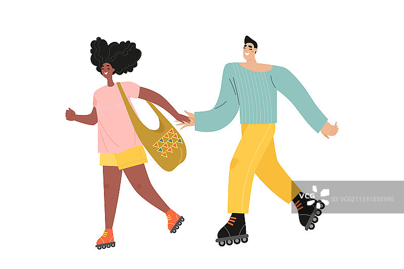 年轻情侣轮滑图片素材