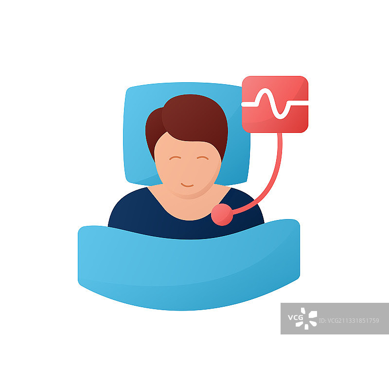 多导睡眠监测扁平图标图片素材