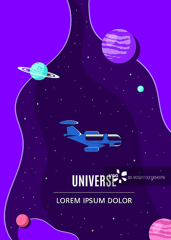 扁平风格外太空概念banner模板图片素材