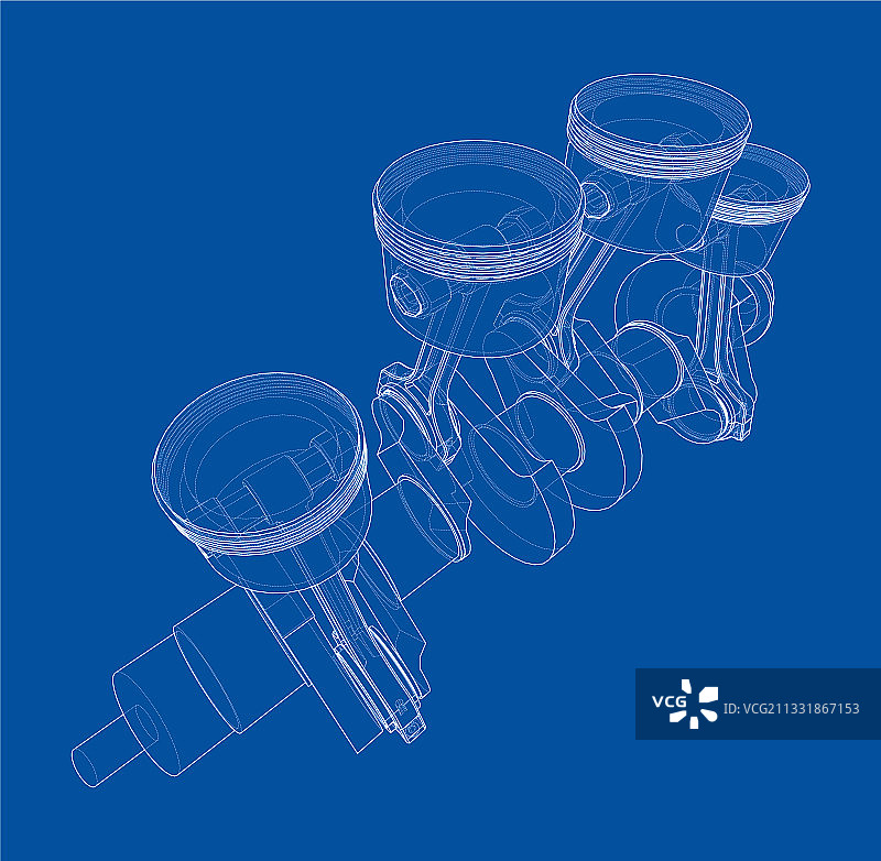 带活塞的发动机曲轴轮廓图片素材