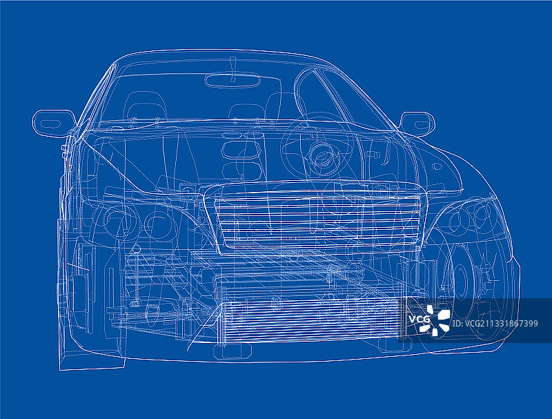 带有底盘的电动汽车3D渲染图片素材