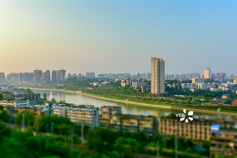 四川省内江市城市各种角度微缩景观图片图片素材