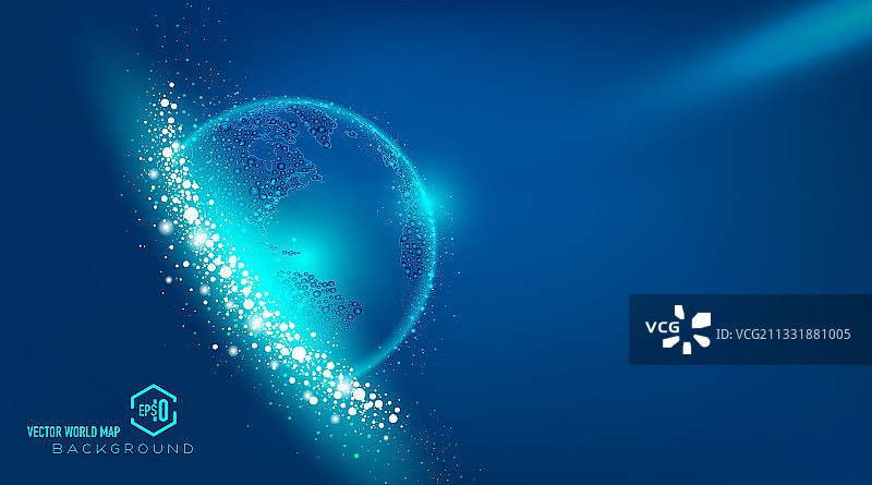 全球化信息互动炫光地球太空图形素材，抽象矢量高科技商务背景图片素材
