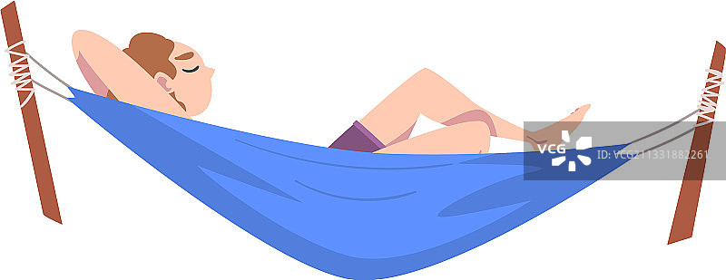 女人躺在吊床上睡觉图片素材
