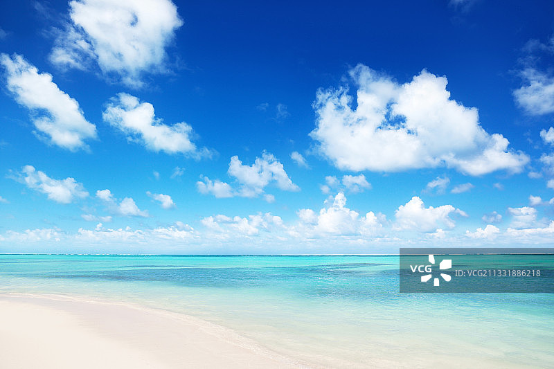 蔚蓝海平线塞舌尔的碧海蓝天自然风光摄影图片素材