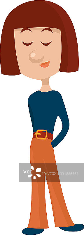 女孩在白色背景上穿着喇叭裤图片素材