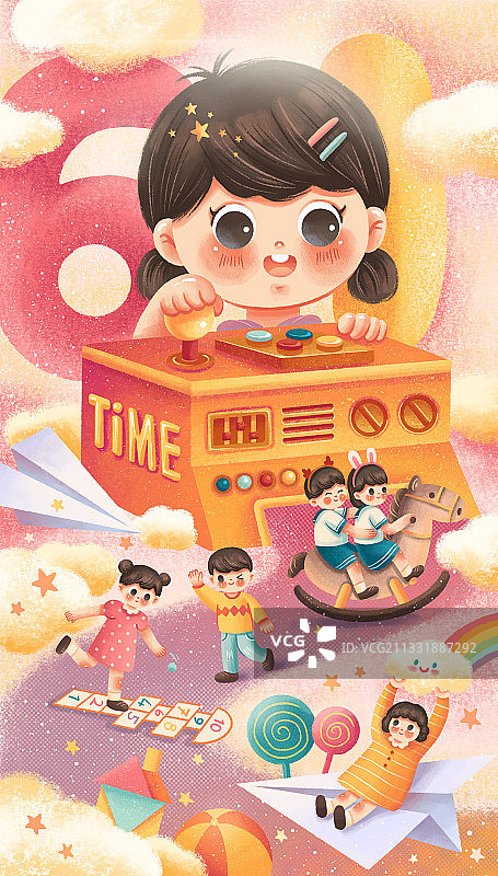 儿童节回到童年的时光机图片素材