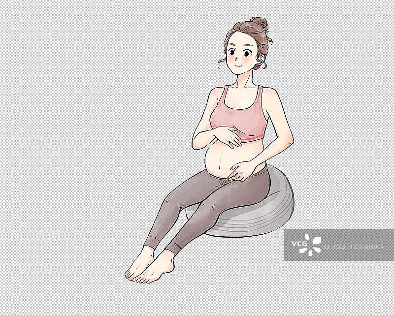 孕妇坐瑜伽球图片素材