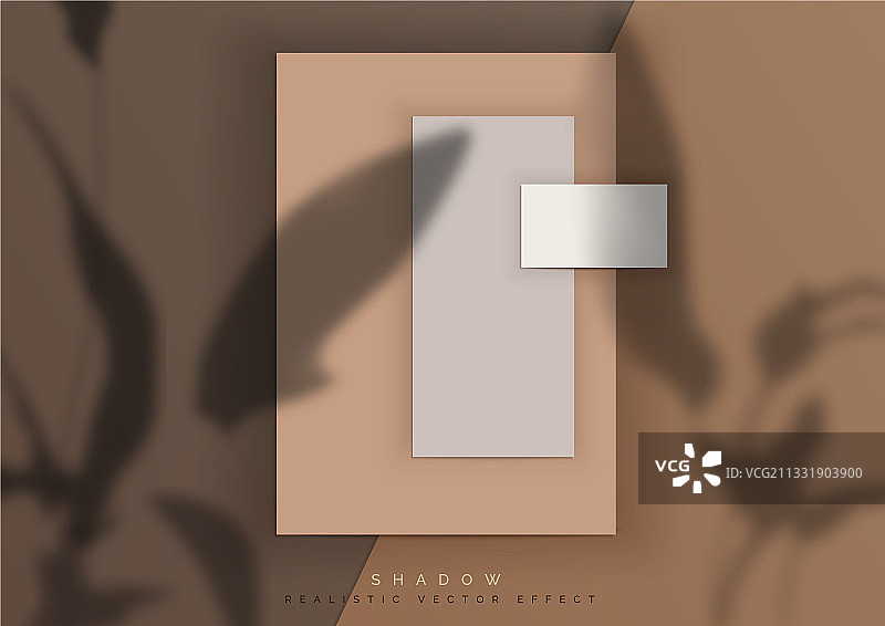 带有树叶阴影的纸张模型图片素材