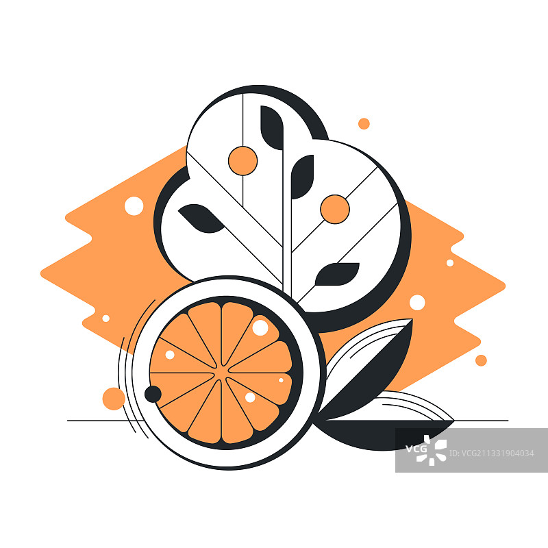 抽象几何橙色柑橘扁平水果图片素材