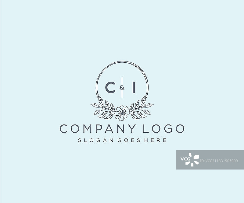 CI字母花卉边框设计图片素材