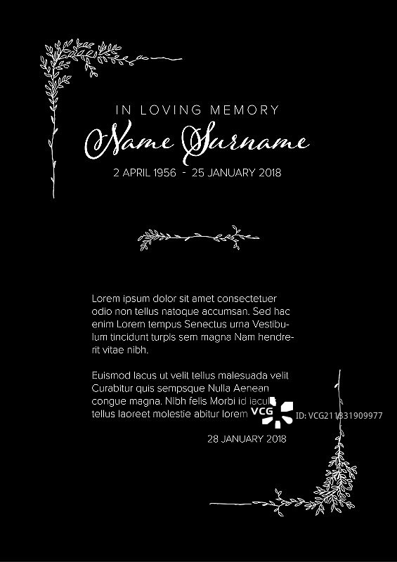 葬礼讣告卡模板图片素材