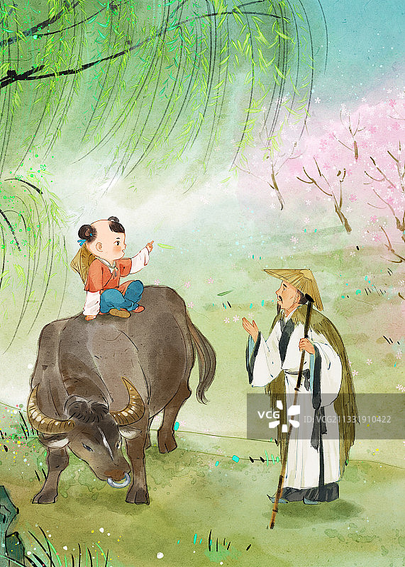 古诗插画-清明竖版图片素材