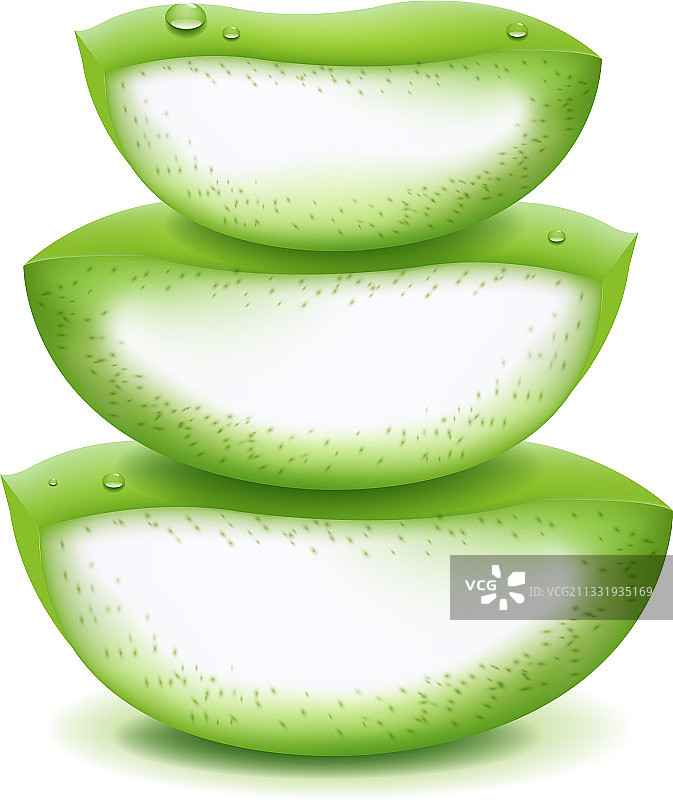 新鲜芦荟切片，白色背景特写图片素材