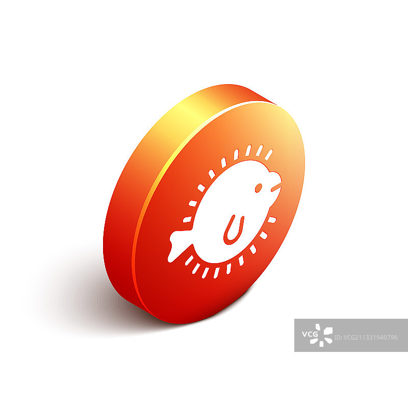 2.5D河豚图标，白色背景图片素材