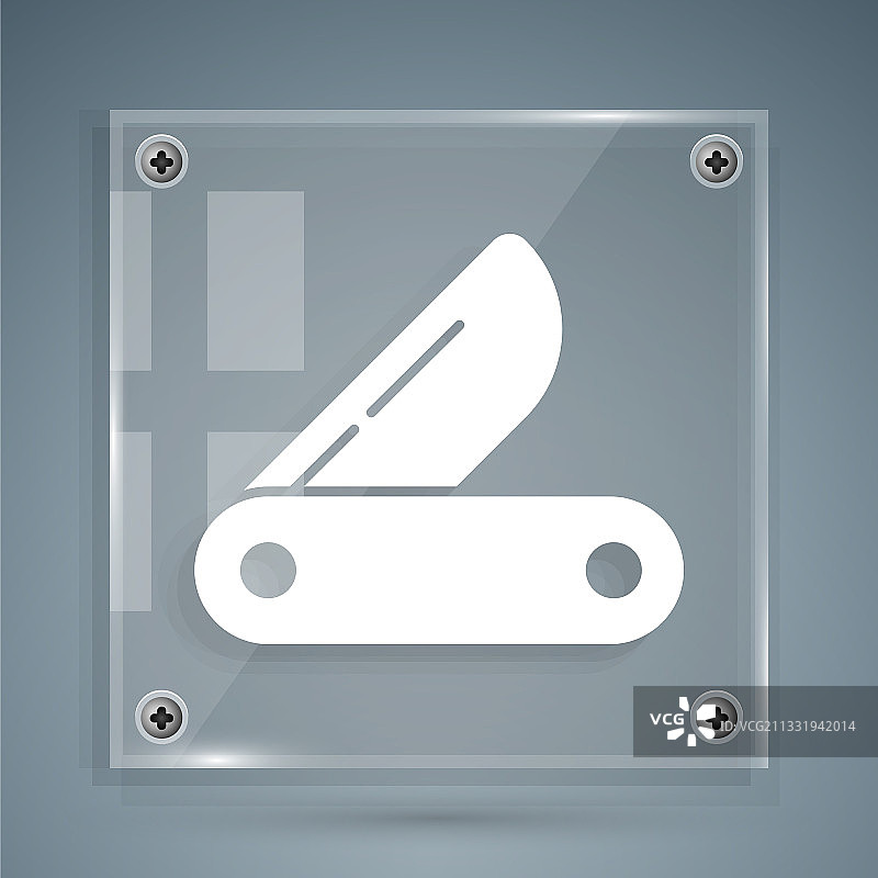 灰色背景上的白色瑞士军刀图标图片素材