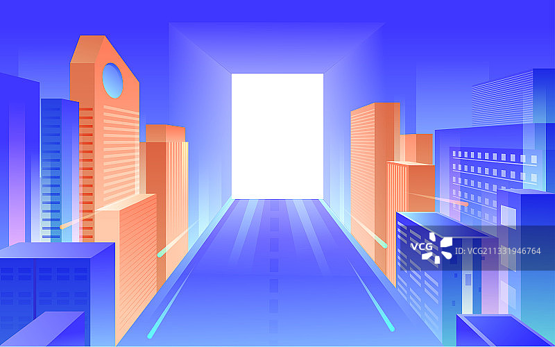 立体城市景观建筑摩天大楼道路出口矢量插画图片素材