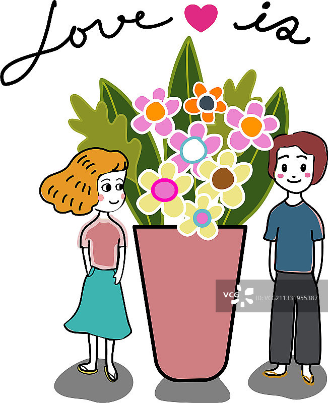 情人节爱心花盆卡片图片素材