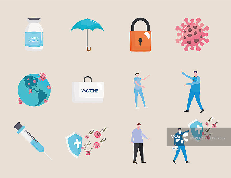 十二款新冠疫情图标合集图片素材