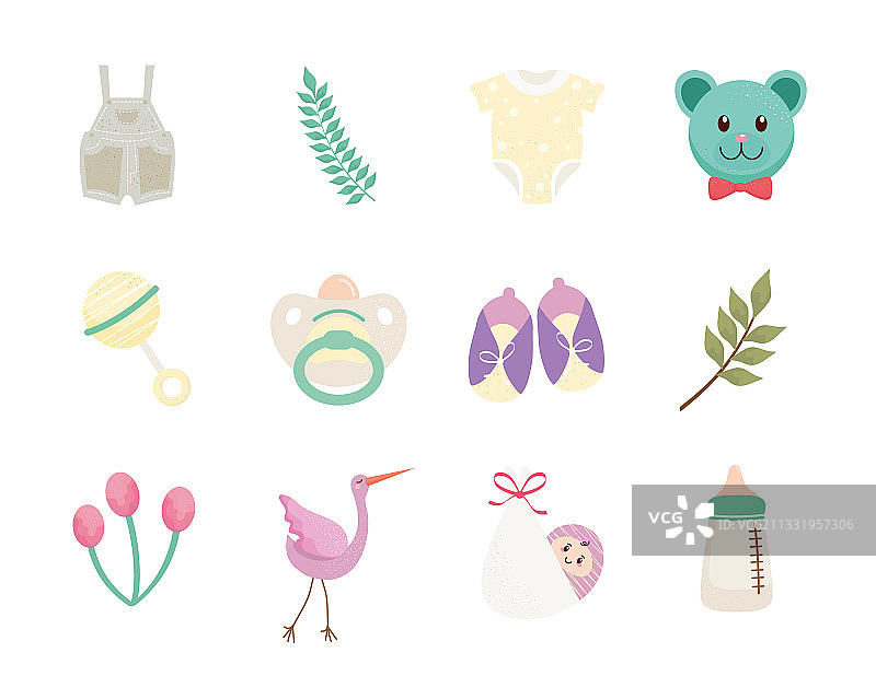 十二款迎婴派对庆典图标合集图片素材