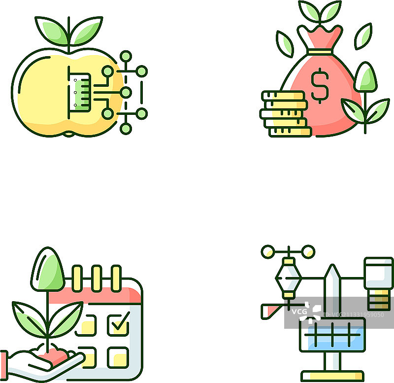 估算种植时间RGB彩色图标集图片素材