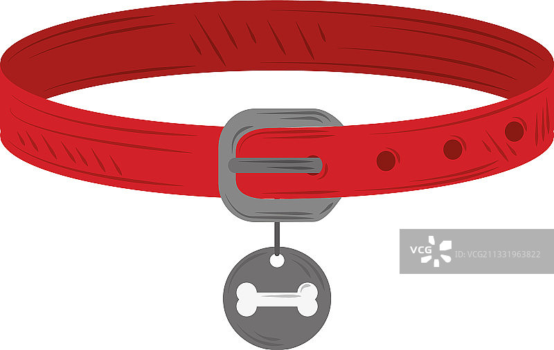 宠物猫狗红色银牌项圈图片素材