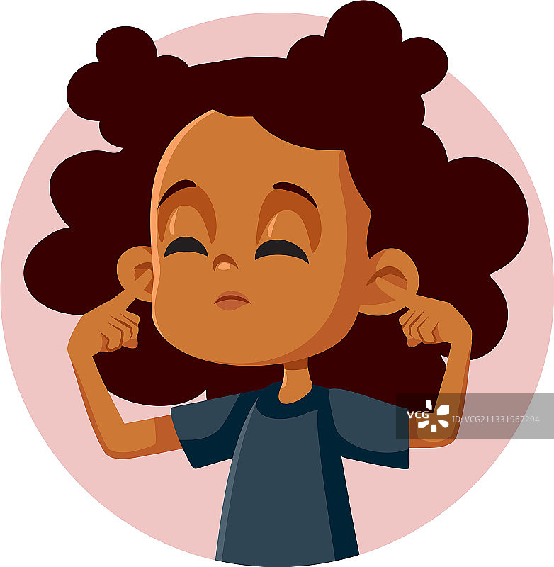 捂着耳朵的非洲女孩图片素材